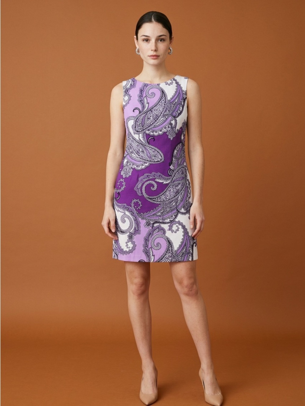 ALYX Sleeveless Purple Paisley Shift Dress